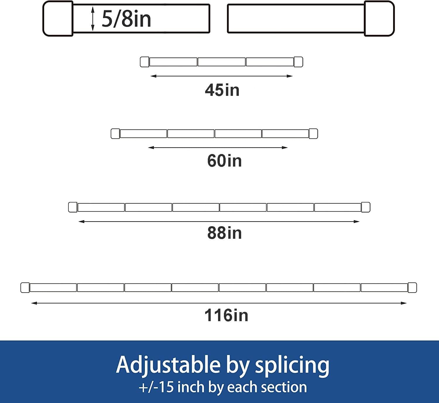 Alskarhem Black Curtain Rods for Windows 30 to 45 Inch,5/8 Inch 30-45,