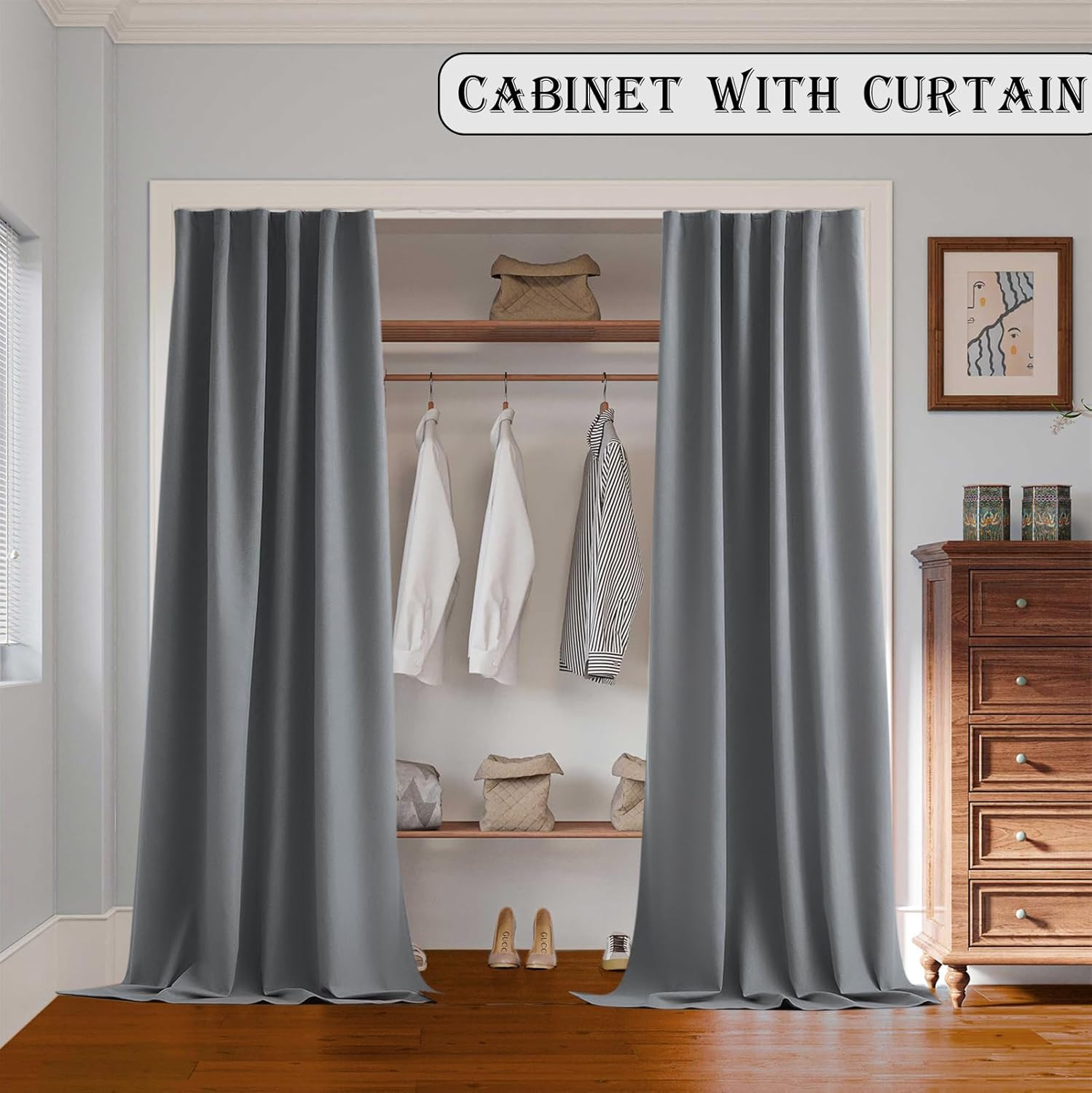 Ceiling Track Room Divider Curtains, 95% Blackout, Noise Reduction, Grey, 15×9 F