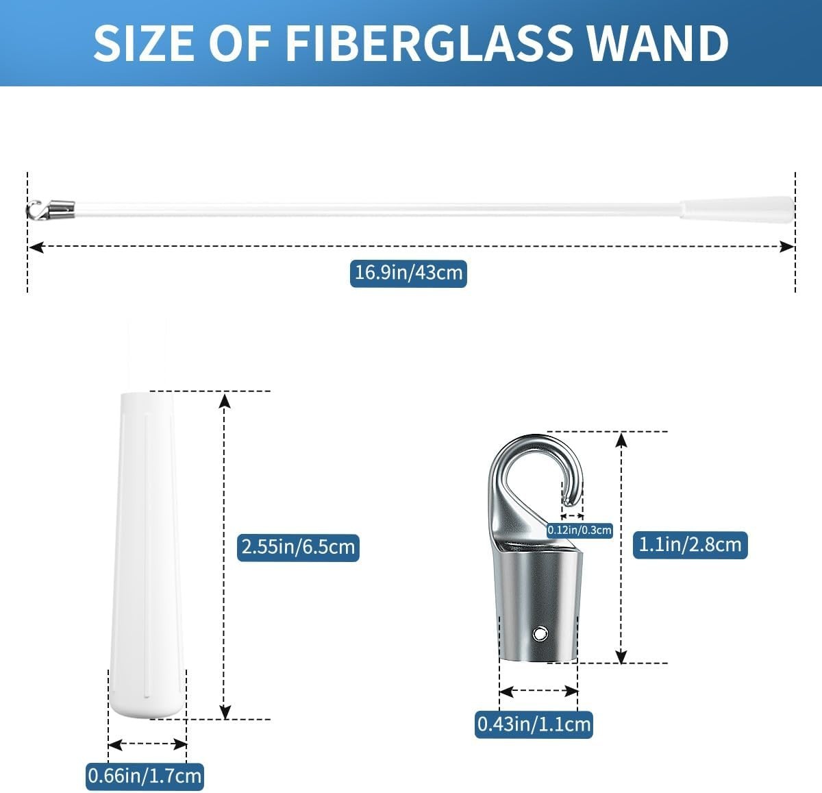 Stylish 17 Inch Fiberglass Blind Wands – Perfect for Various Window Blinds