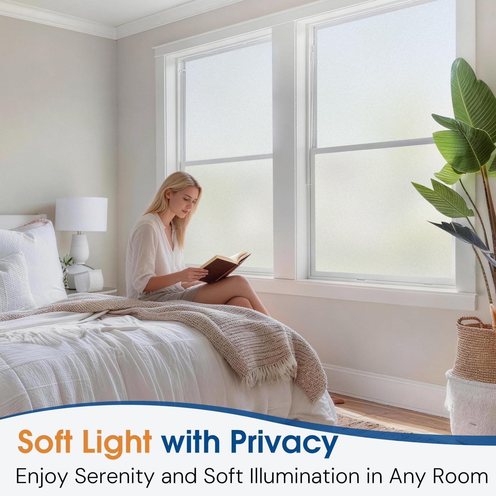 Frosted Glass Window Privacy Film – UV Blocking, Static Cling, Removable, 17.5″