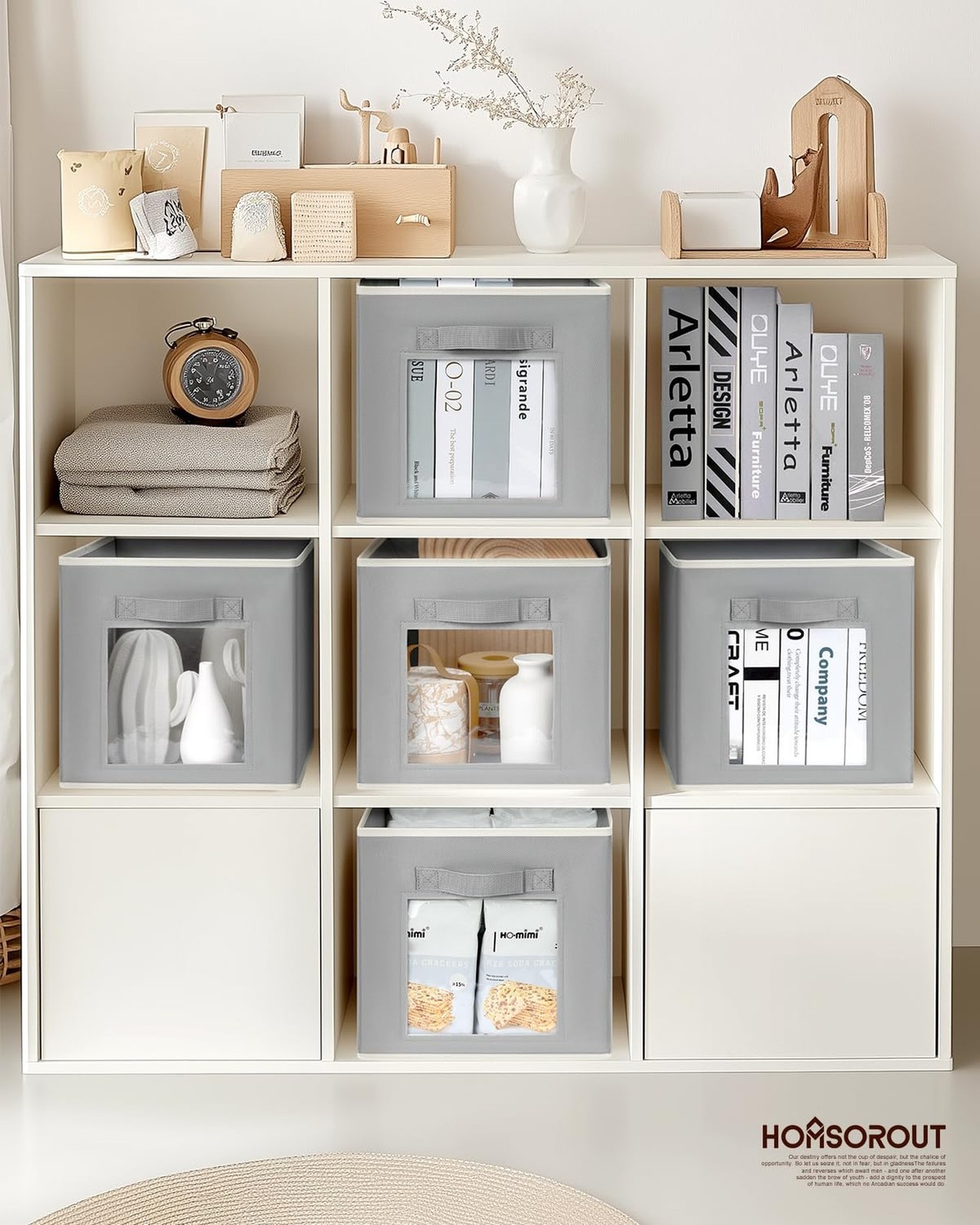 Bins for Closet Organization – Cubby Storage Organizer with Window, Closet Ba…