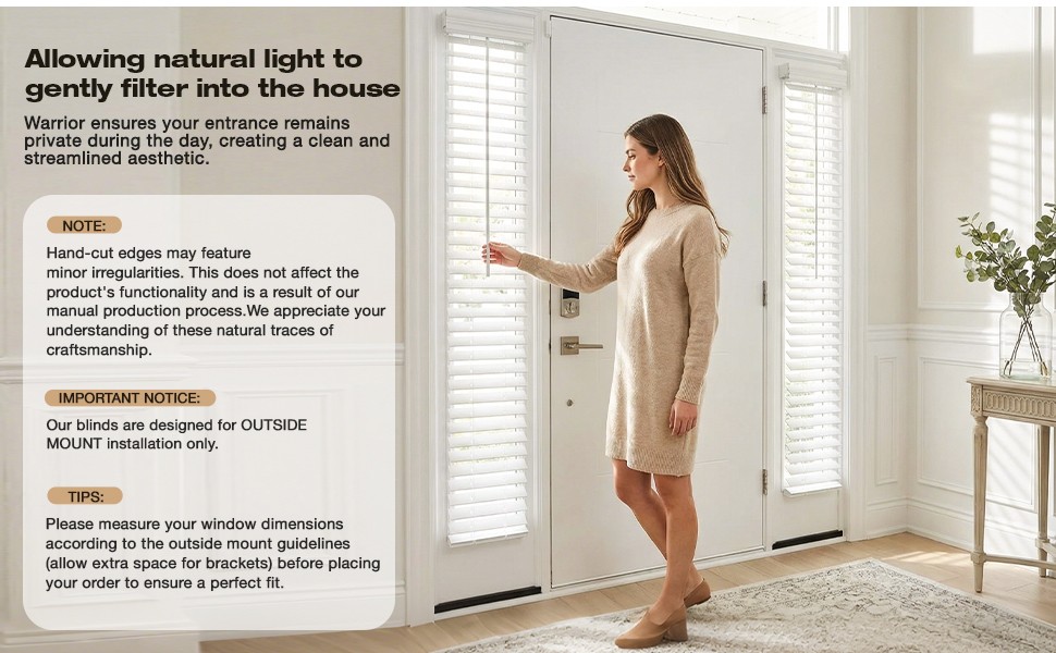 2 Pack 8.5” x 72” Cordless Sidelight Blinds 2” Horizontal White Faux Wood