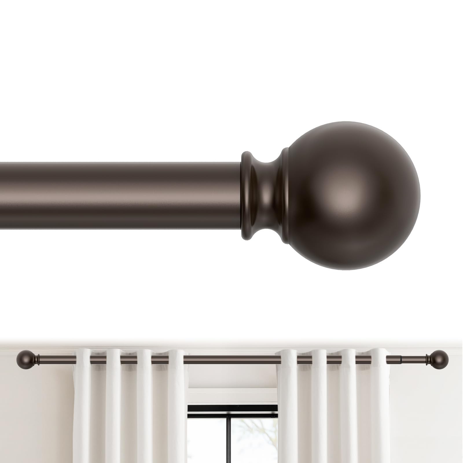 Bronze Curtain Rods 18 to 60 Inches(1.5-5 Feet),5/8 inch Splicing Drapery Rod…