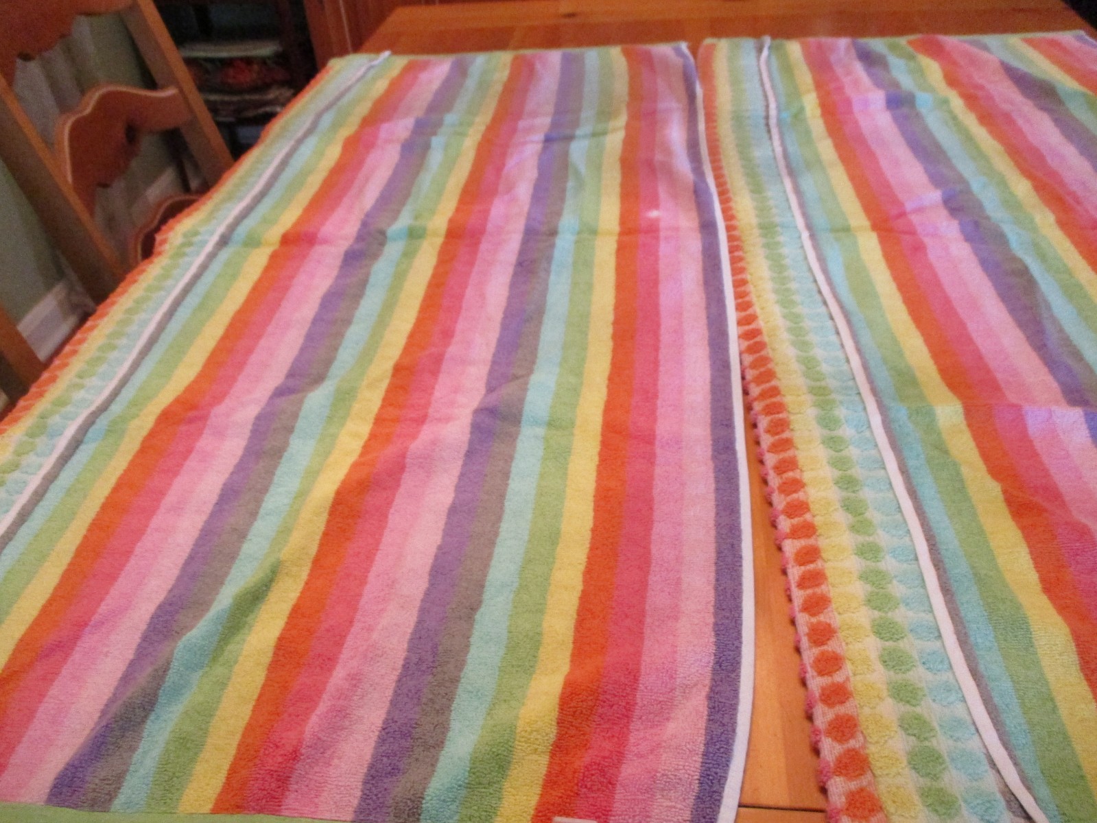 2 Valances made from Circo Towels Pastel Dots Fun Girl’s Bedroom Bath EUC