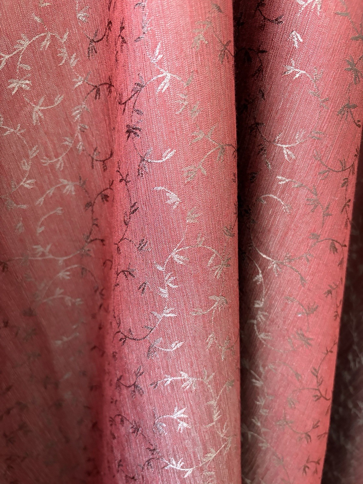 Single Narrow Panel Vntg Curtain Rust Gold Leaf Print Rayon Blend 38″ x 85 1/2″