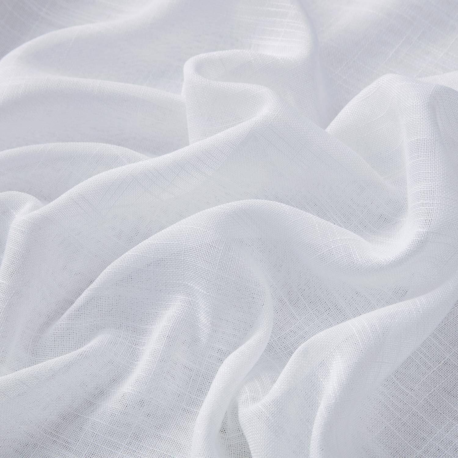 HLC.ME FAUX LINEN SEMI SHEER LIGHT FILTERING GROMMET CURTAIN PANEL 100″W X 84″L