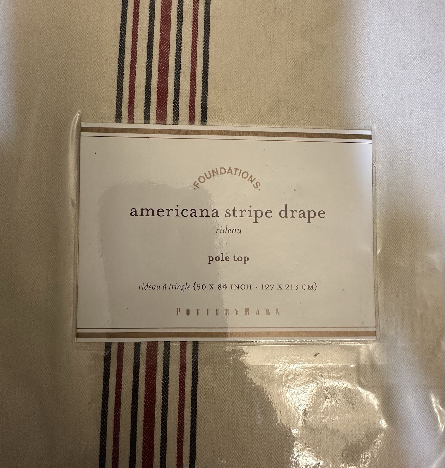Pottery Barn Curtain Panel 50×84 Americana Stripe Cotton Farmhouse Coastal Drape