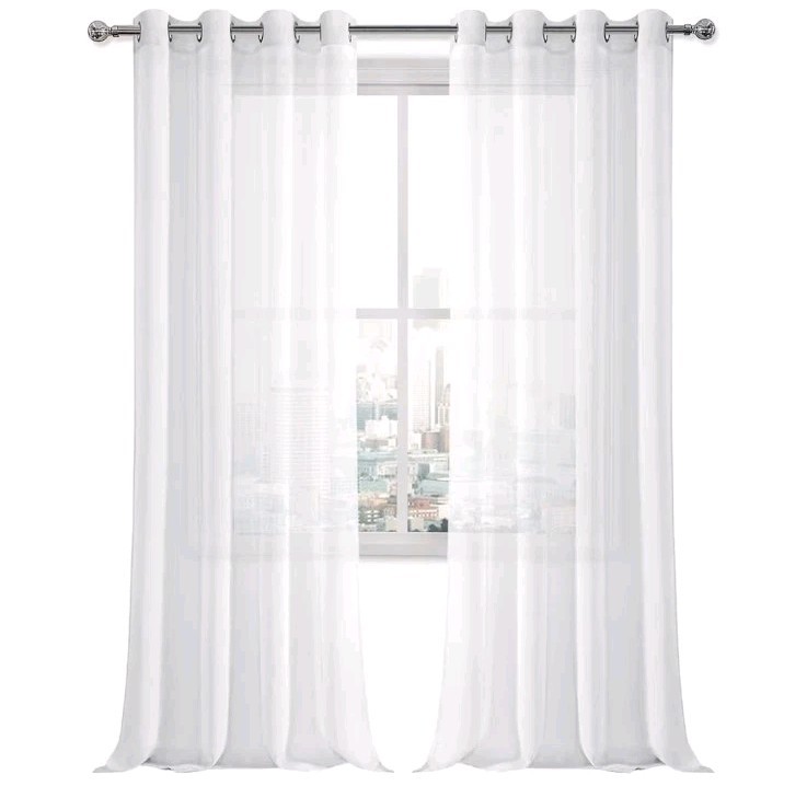 Semi Sheer Curtain Drapes, Set of 2 Panels, 55×90 Inch, With Chrome Grommets