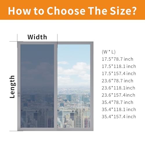One Way Window Privacy Film, Daytime Mirror Reflective 17.5 x 78.7 Inch Black