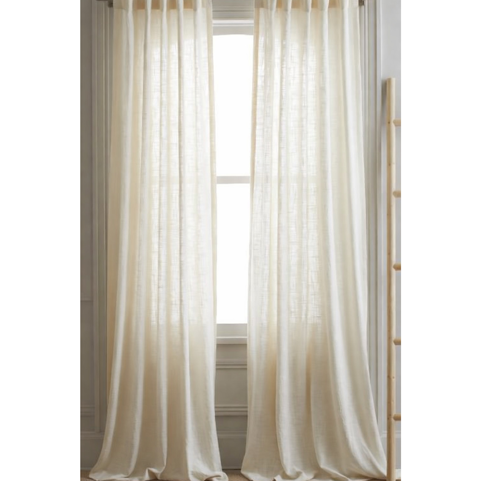 Quince Ivory Sheer Curtain Panels Set of 2 48″ X 84″ CREAM NEW