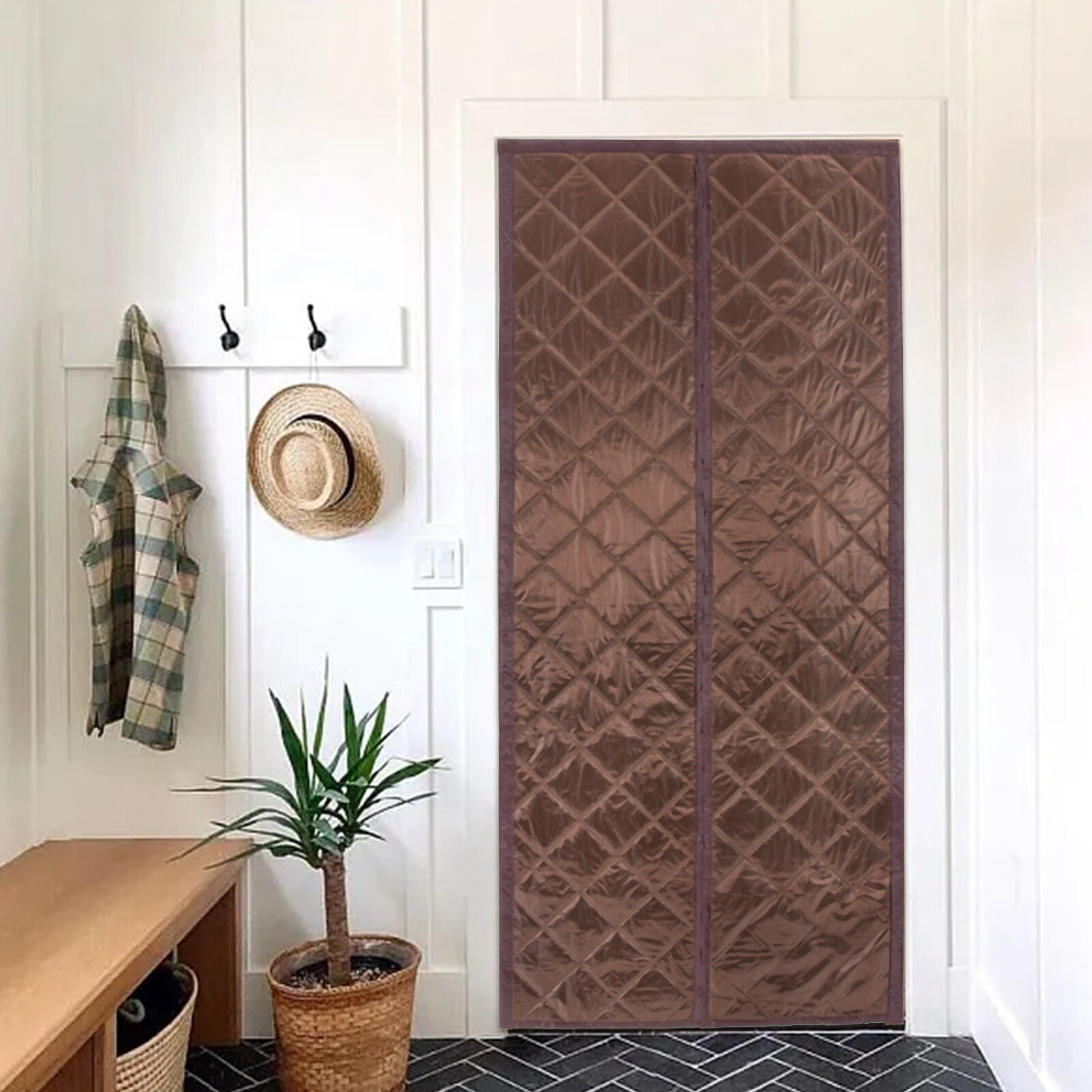 WaterproofMagnetic Thermal Insulated Door Curtain Center Opening Doorway Curtain