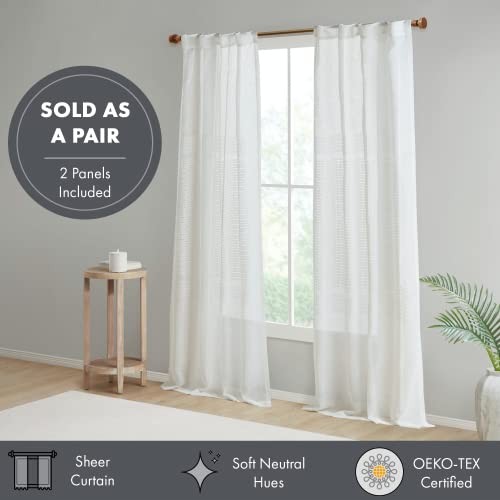 Aida 2-Panel Pack Sheer Curtains, Yarn Dye, 37″W x 84″L (Pack of 2) White