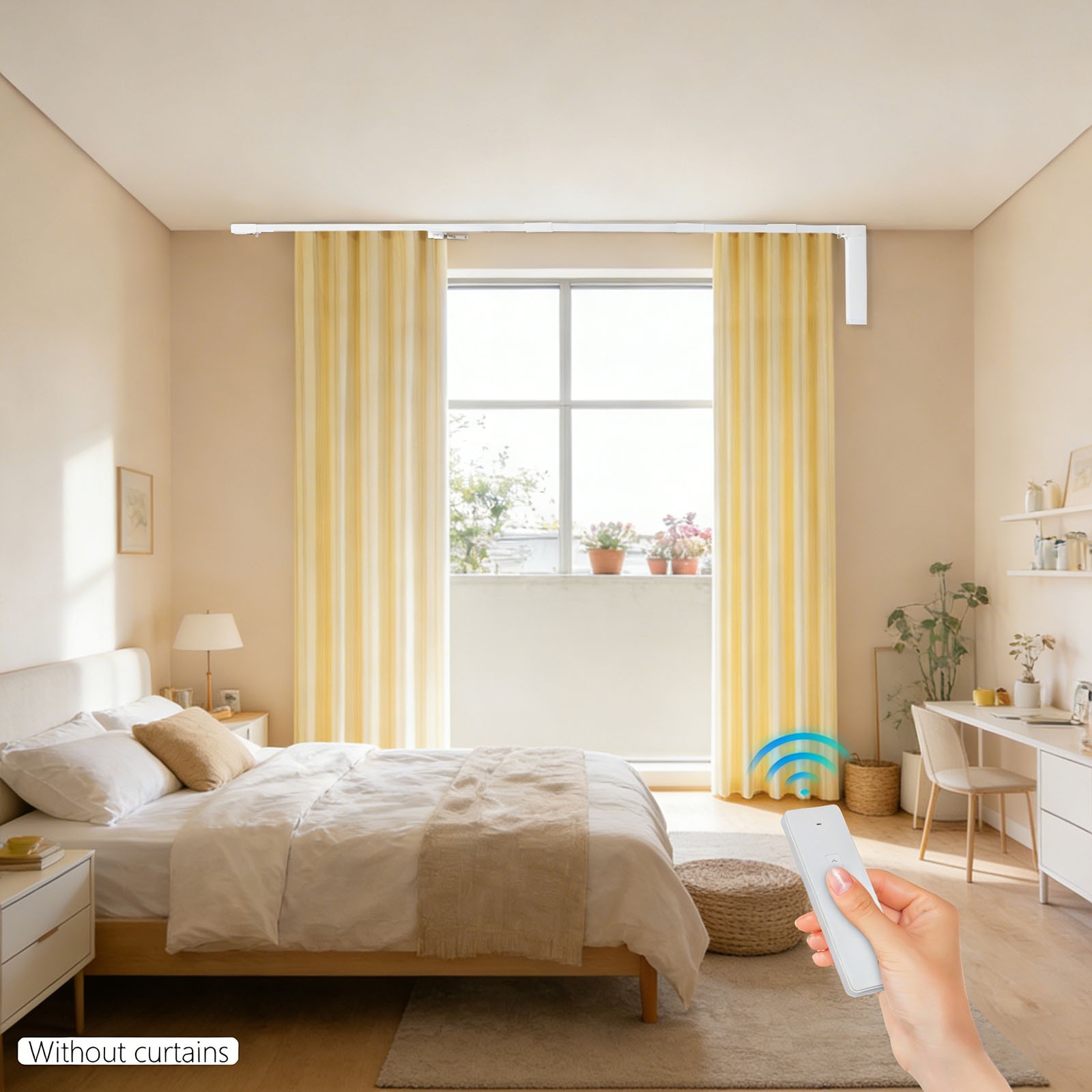 Motorized Curtain Track w/ Adjustable Length 120-620cm,Electric Curtain Track
