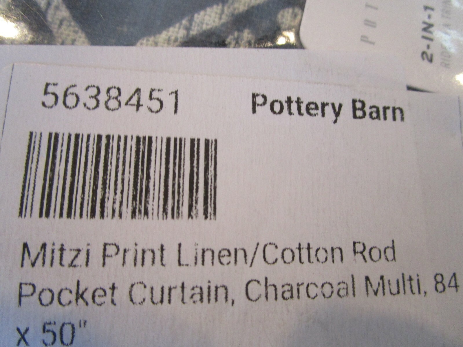 2 Pottery Barn Mitzi Print Linen Cotton Curtains drapes Charcoal Multi 50 84