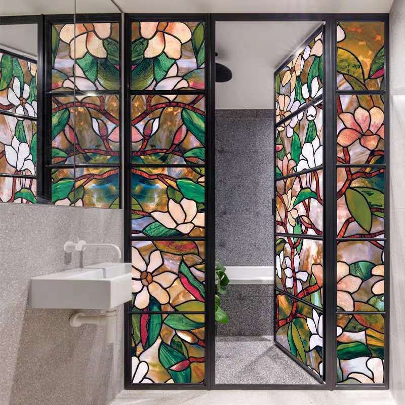 Rainbow 3D Privacy Window Film Stained Glass Static Cling Sticker Frosted Decor