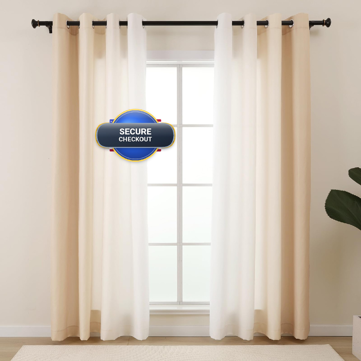 L.Z.E Beige And White Ombre Privacy 96 Inches Long 2 Panels Set Tan Light