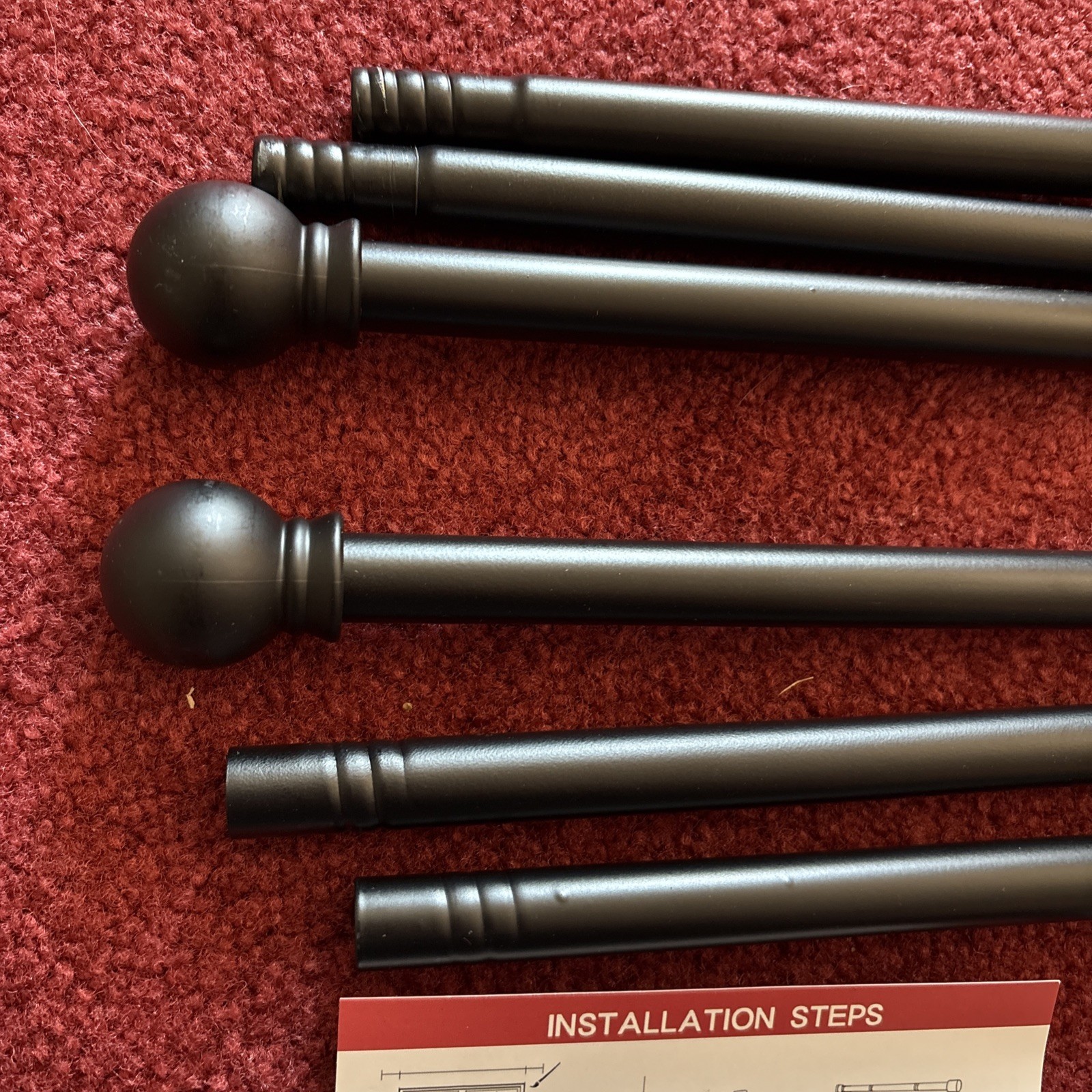 2 Pack Curtain Rods for Window 32 and 48, Black 5/8 inch Splicing Single Wind…
