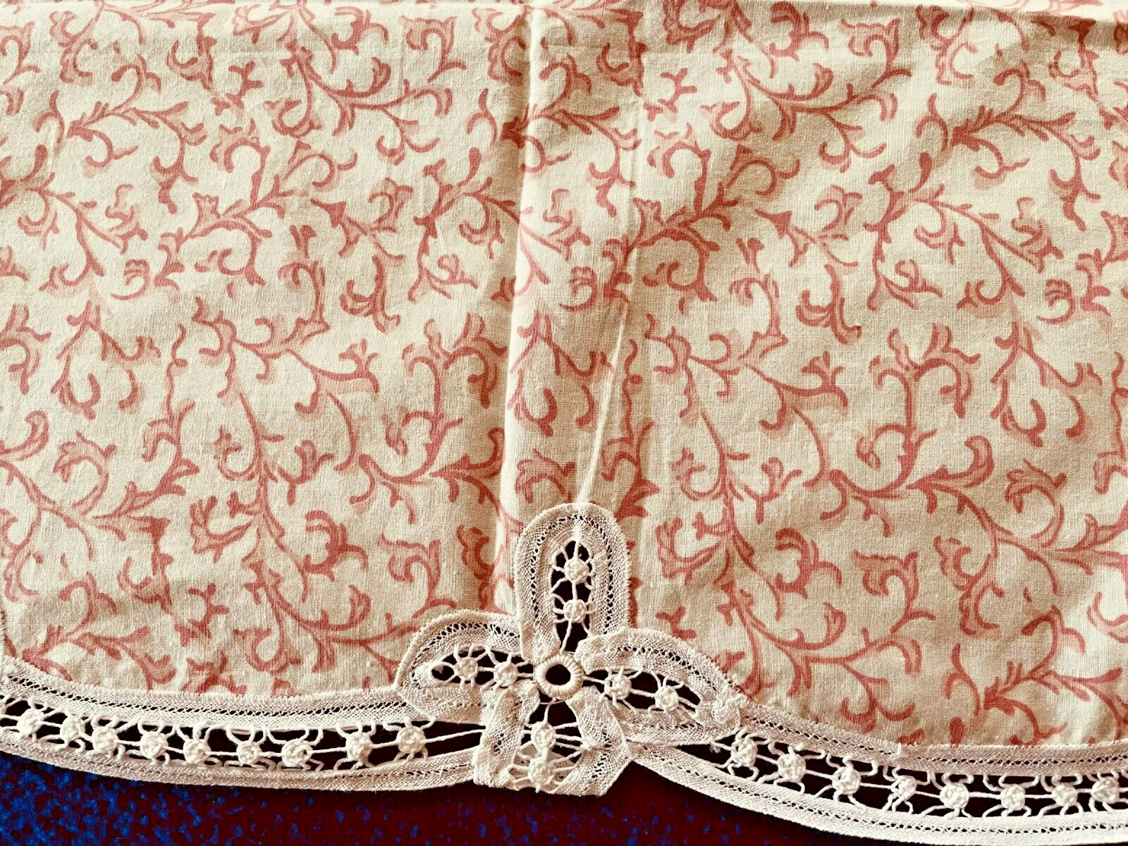 NEW! Window Valance with Battenburg Lace Accents 60” x 16”