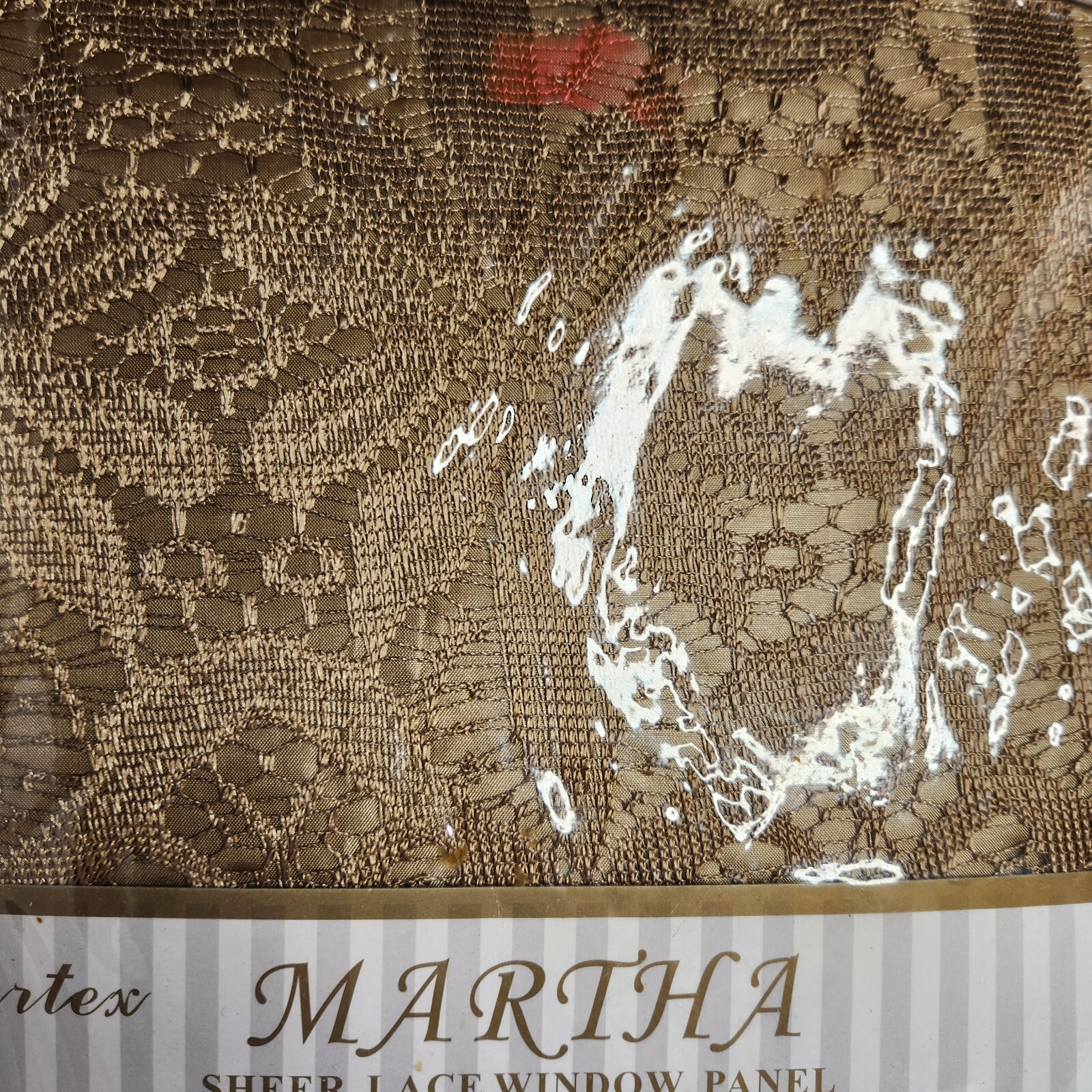 Martha Sheer Lace Curtain Panel 60×84 Gold Coffee Valance Satin Backing
