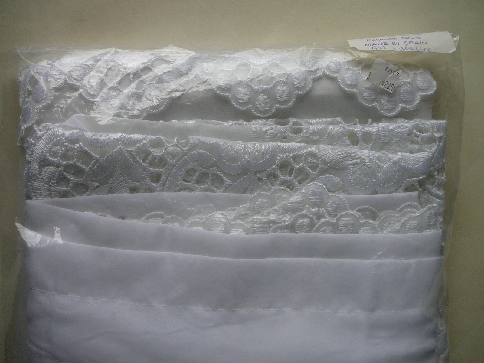 Embroidered Polyester White Lace Lisbon Style Curtain Made In Spain-60″ x 84″