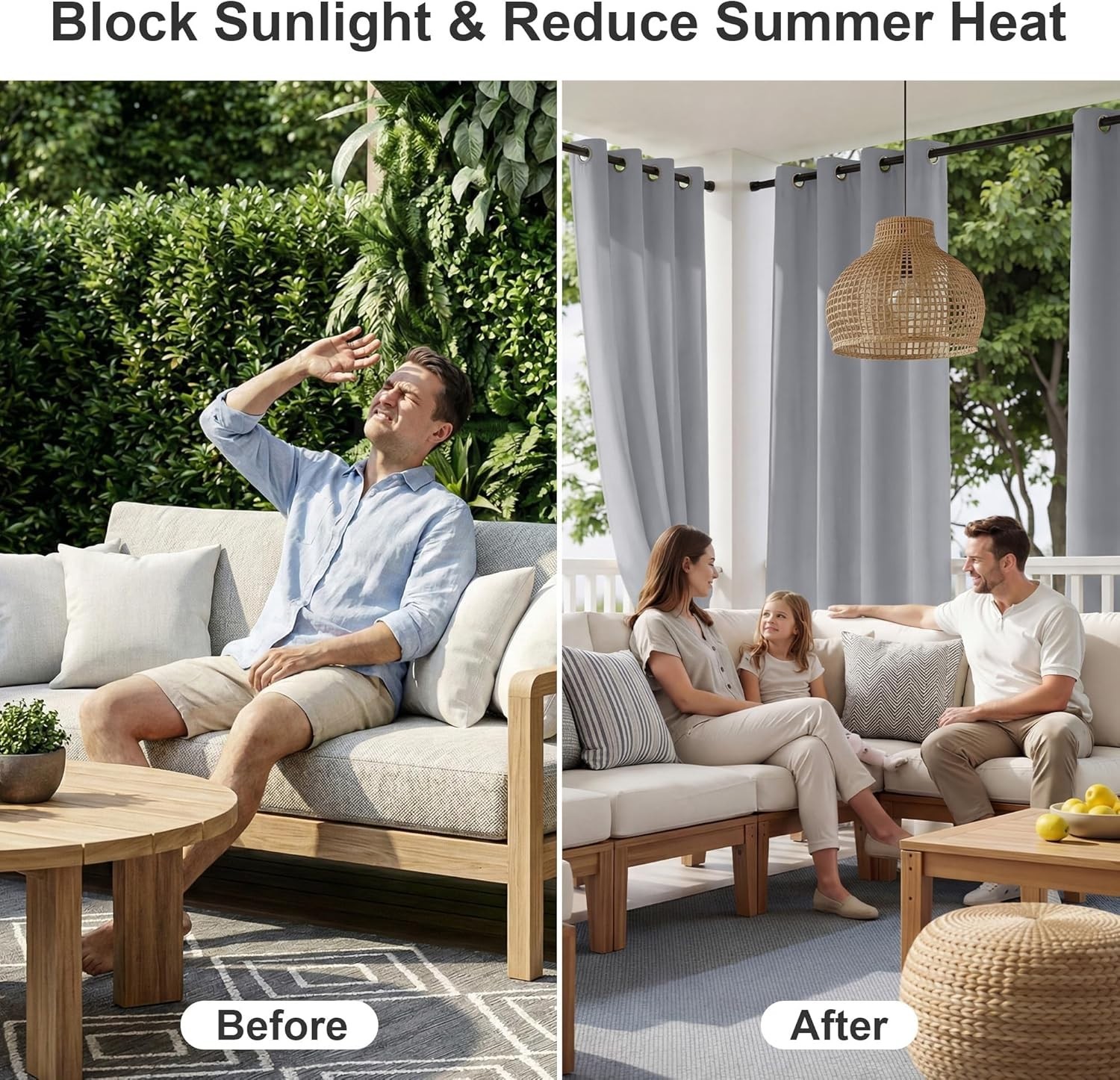 Elegant Light Grey Waterproof Blackout Panel – Ideal for Patio & Gazebo Use