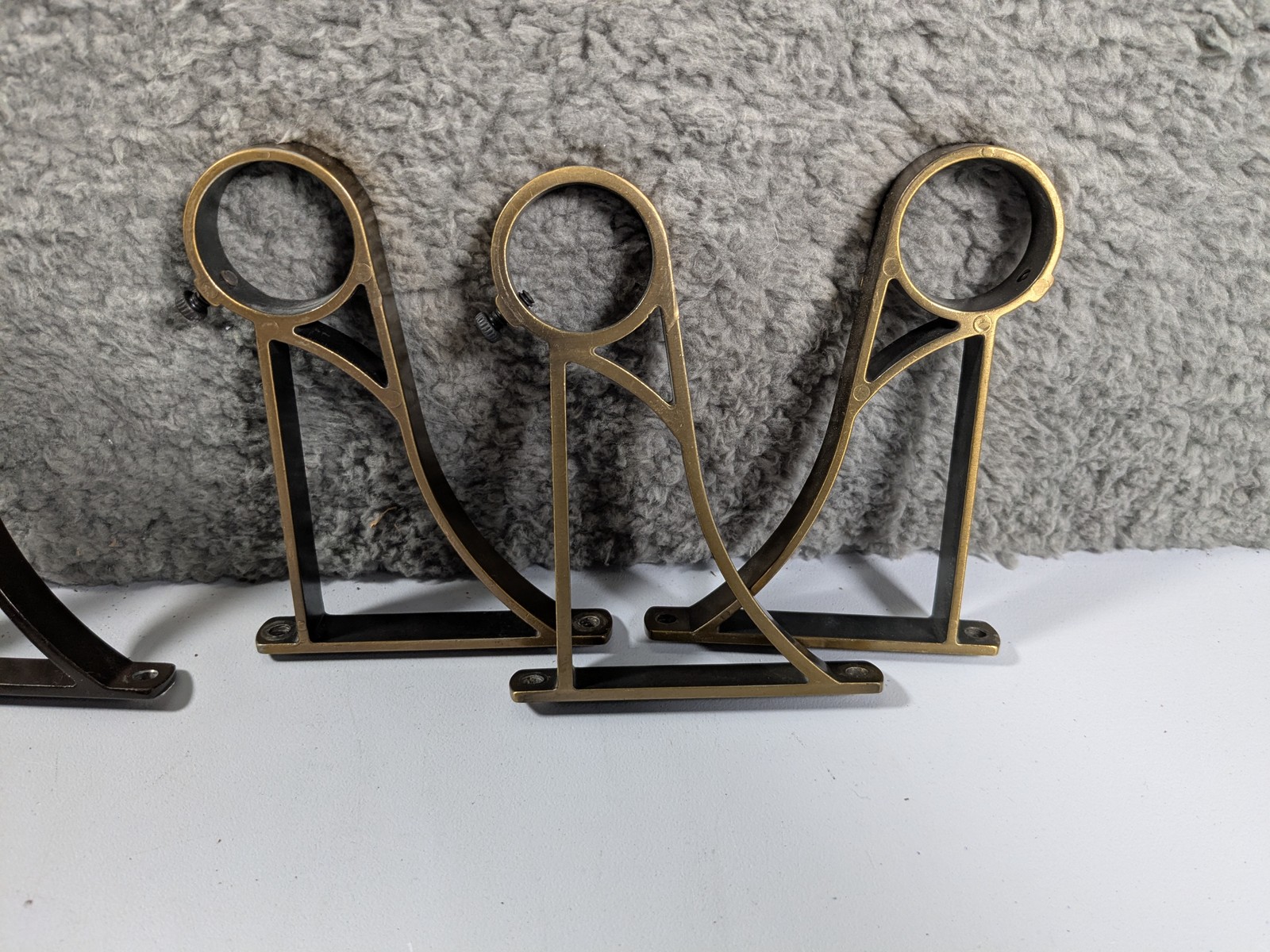 Lot (9) Curtain Rod Brackets Wall Mount Metal Bronze Brass Nickel Mixed