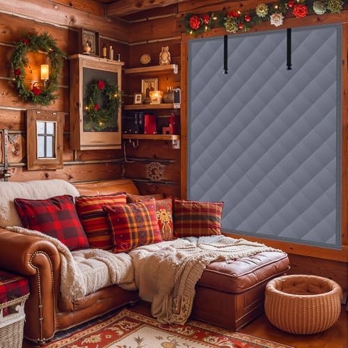 3 Layer Thermal Insulated Window Cover 47x63in Roll-Up with Hook & Loop