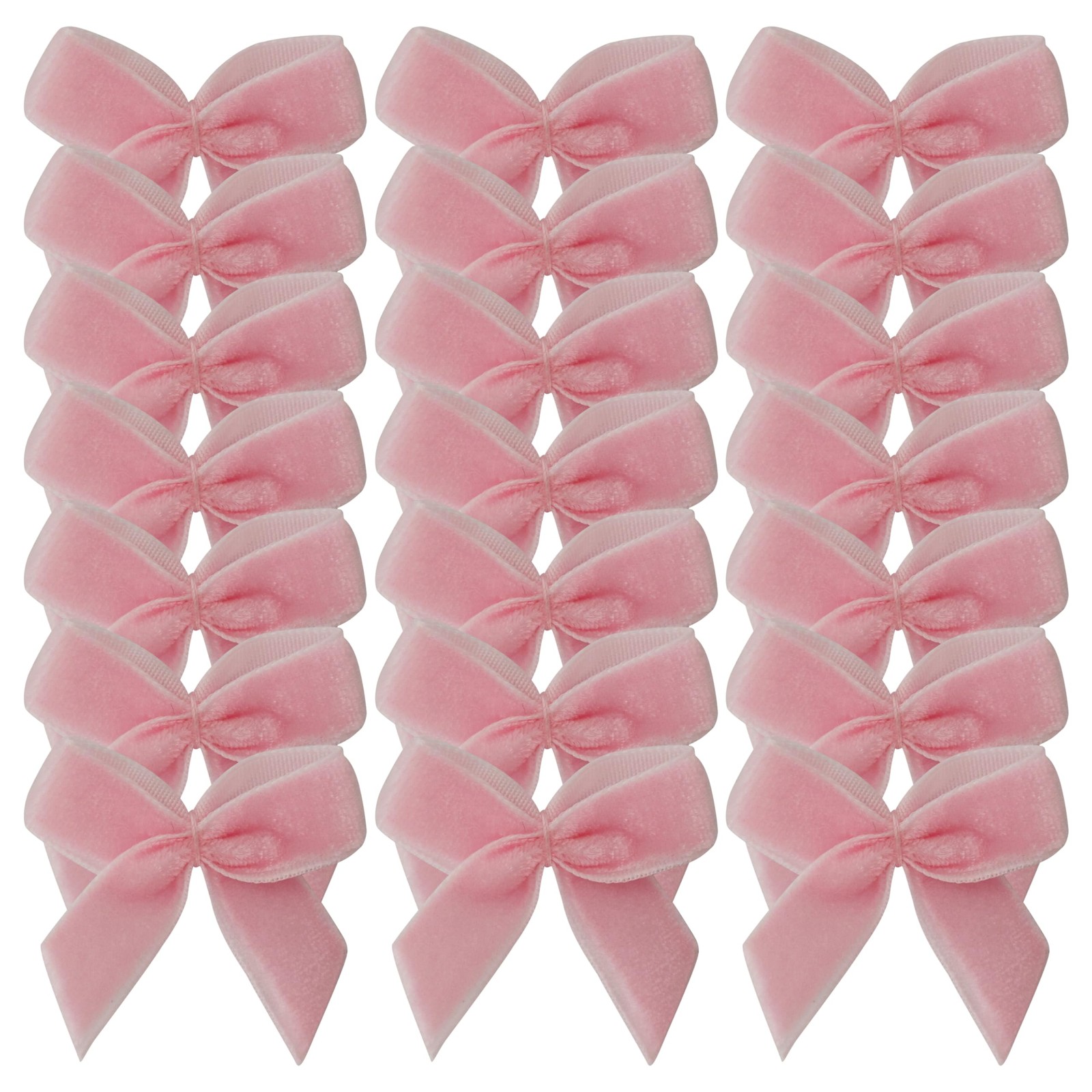 50pcs 1.2-Inch Mini Ribbon Bows in Baby Pink Velvet for Crafts Small Applique…