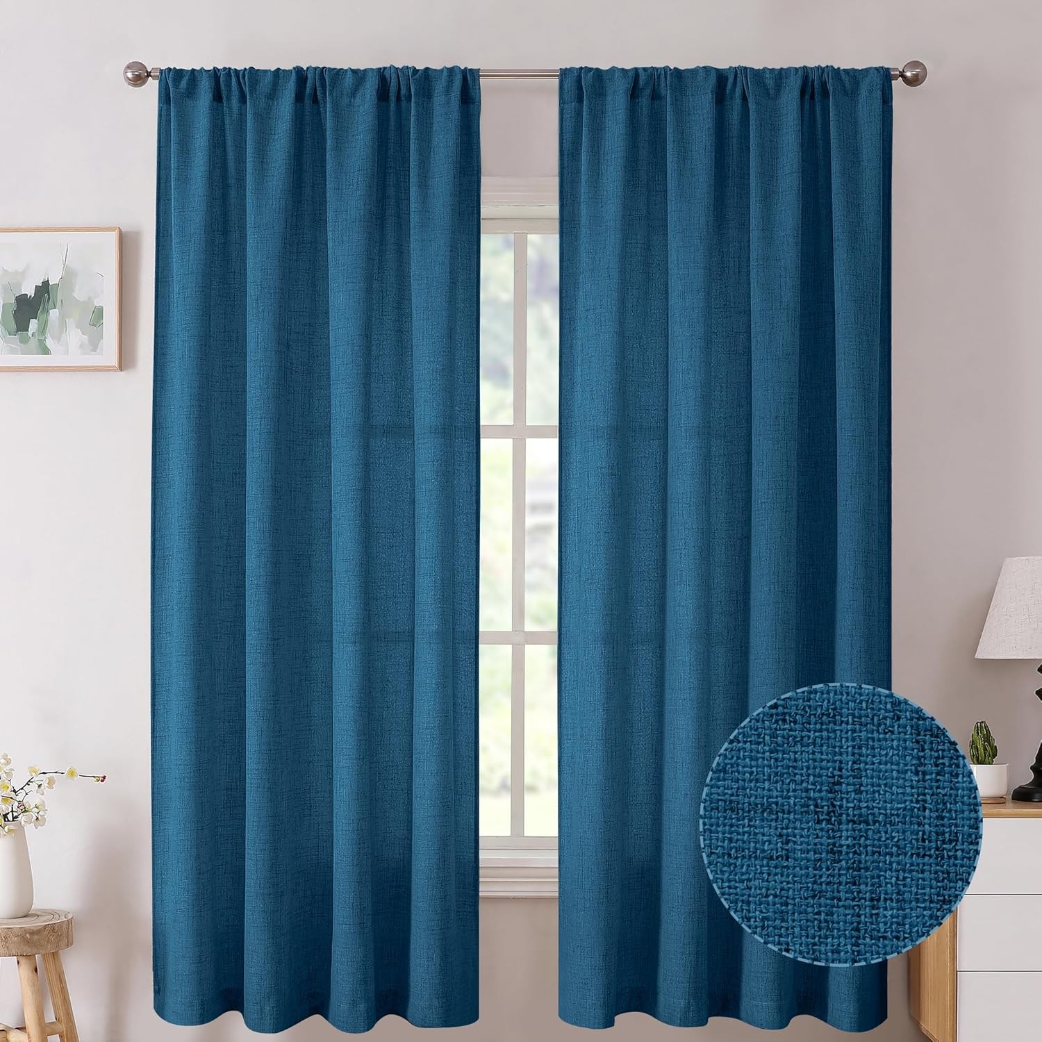 Short Linen Tier Curtains Rod Pocket Semi Sheer Half Kitchen Curtain