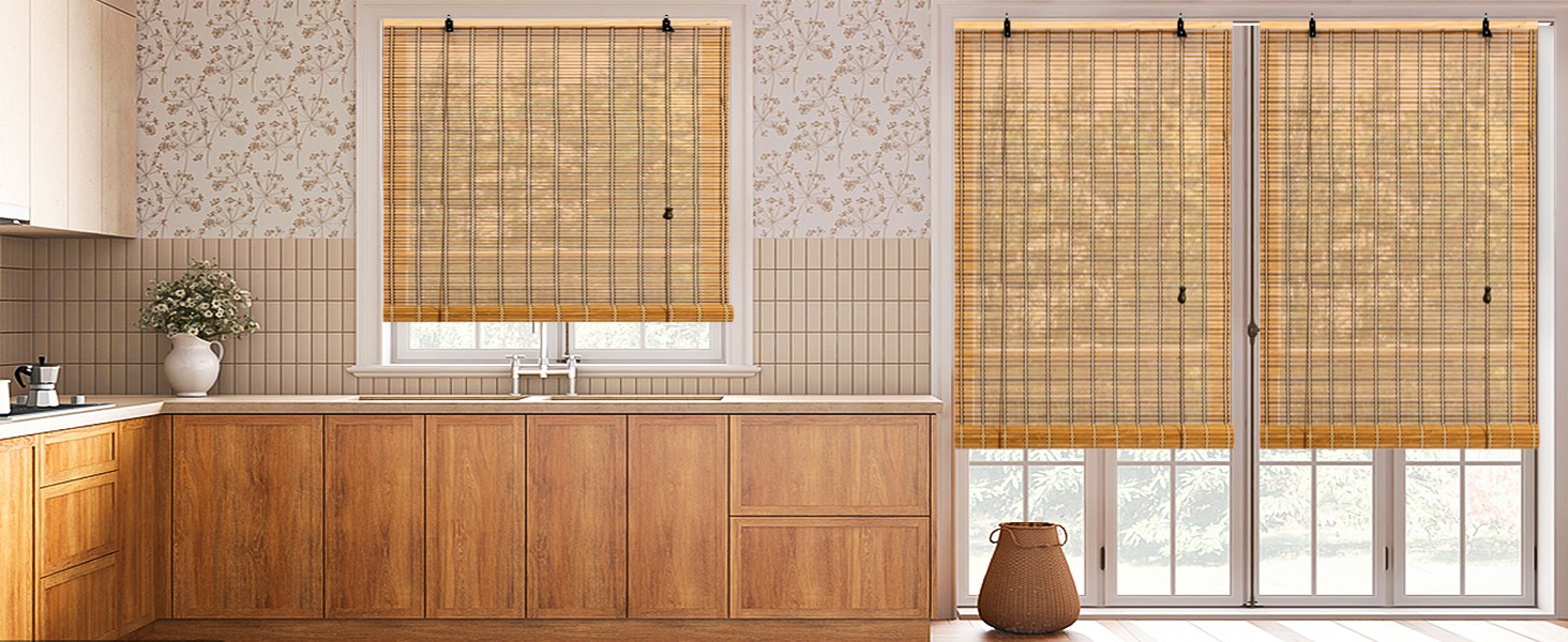 24×72 Inch Bamboo Blinds for Interior Windows, UV Protection Roman Bamboo