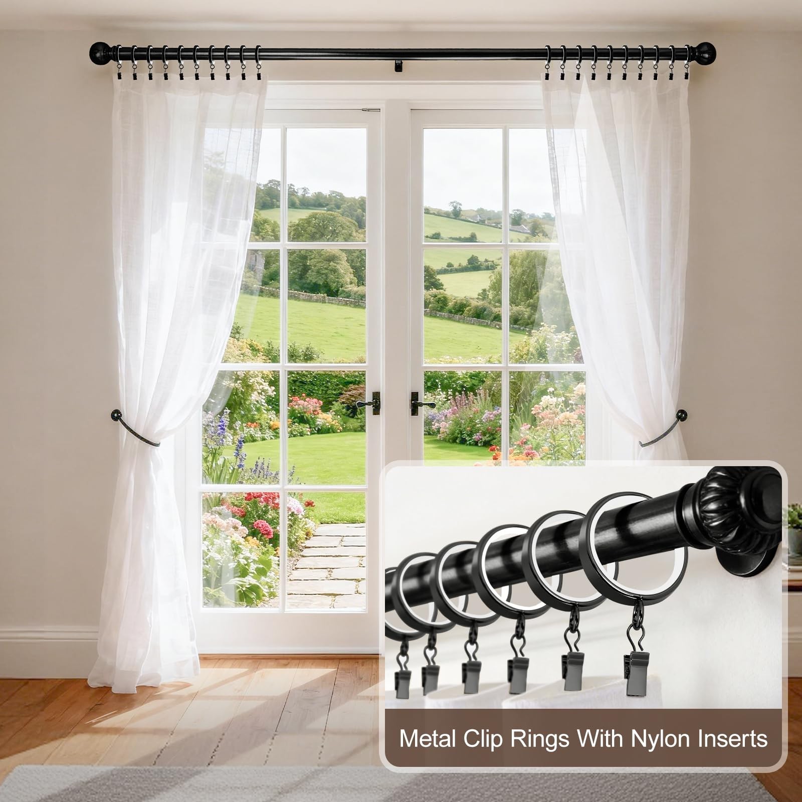 20 Pack Premium Easy Glide Curtain Rings with Clips, Metal Drapery Rings with…
