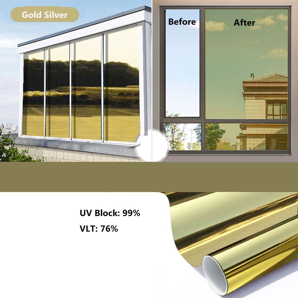 5m One Way Self Adhesive Privacy Window Film Mirror Tint UV Reflective Sun Block