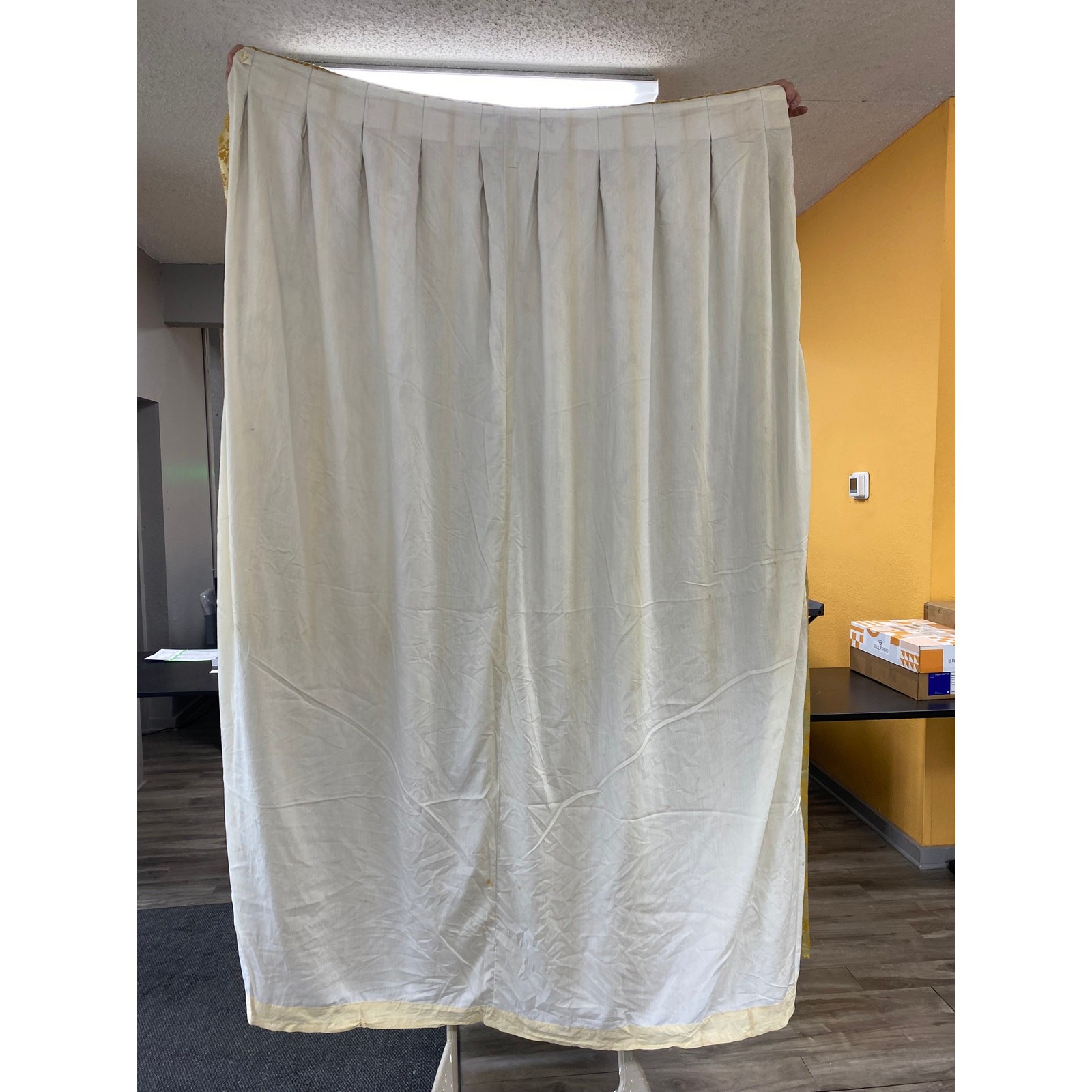 Vintage MCM Gold Damask Pinch Pleat Curtains 2 Panels 81×80 Mid Century Modern