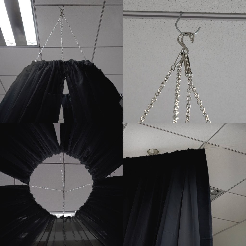Black 10 x 30 ft Professional Sheer CEILING CURTAIN Drapes Party Decorations