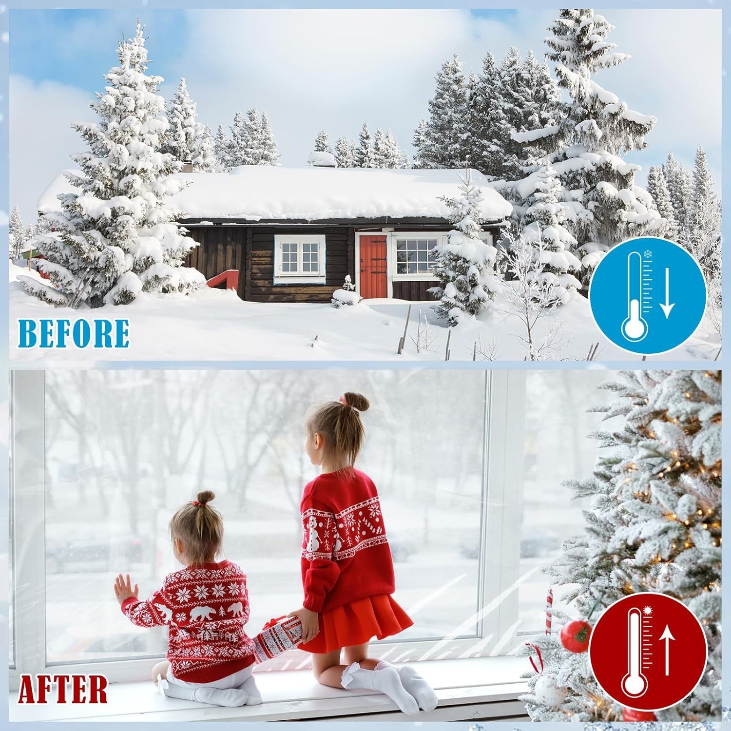 Window Insulation Kit 63 × 394 Inch Plastic Coverings for Winter Shrink Film