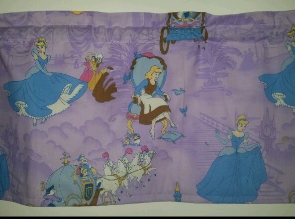 LINED WINDOW VALANCE CURTAIN 42X19 VINTAGE DISNEY PRINCESS CINDERELLA SCENES