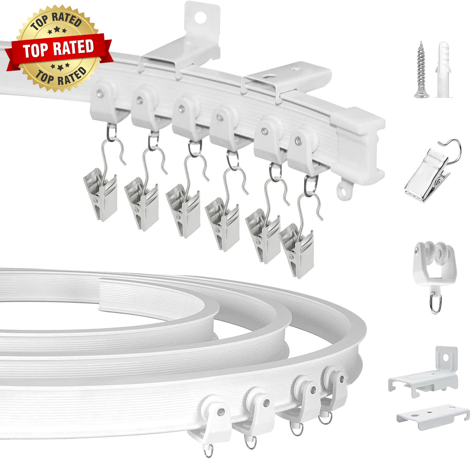 Ceiling Curtain Track, Flexible Bendable Curtain Rail System, 20Ft Wall Mount He