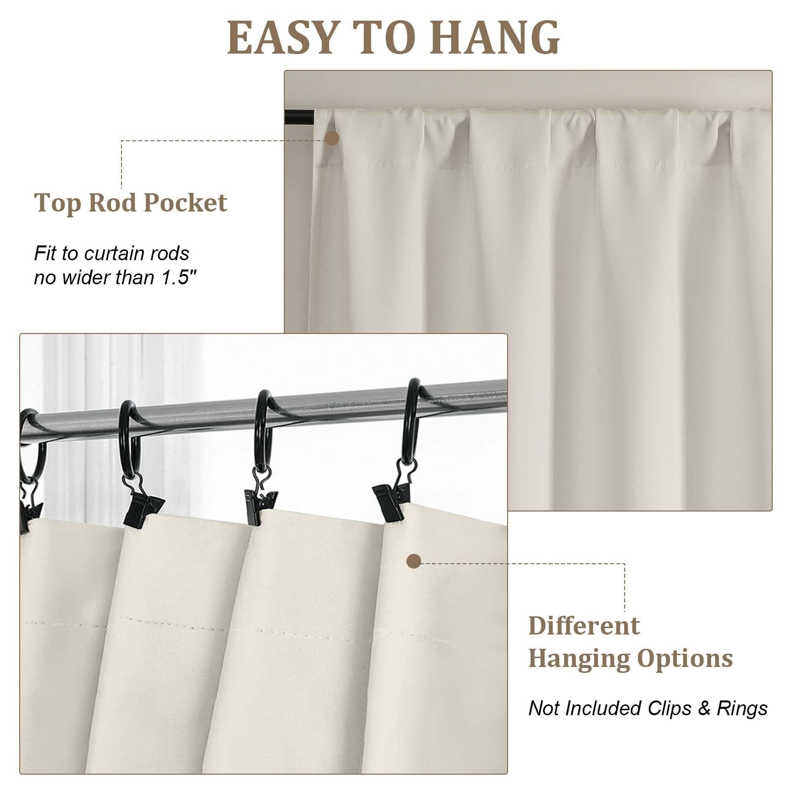 Lecloud Natural Kitchen Curtains 36 Inch Length 2 Panels Room Darkening Privacy