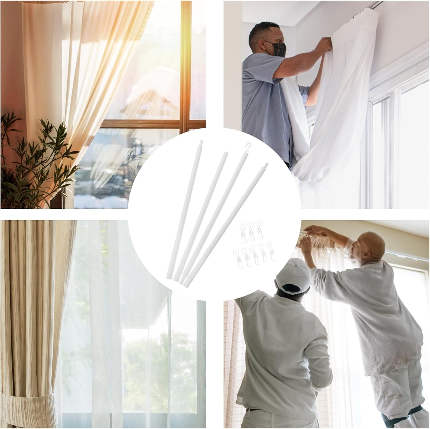 Blind Wand Replacement with Hooks – 1 Set 46in Long Vertical Blinds Stick Pull