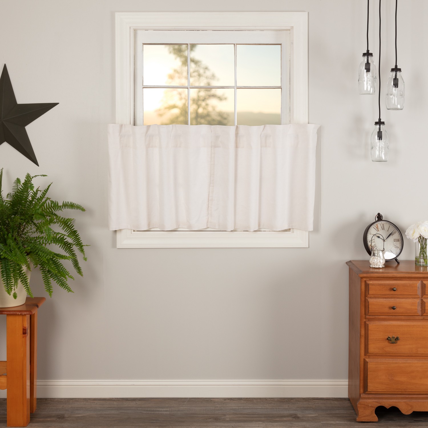 Farmhouse 24″x36″ Tier Pair Creme Rod Pocket Kitchen Window Curtains VHC Brands