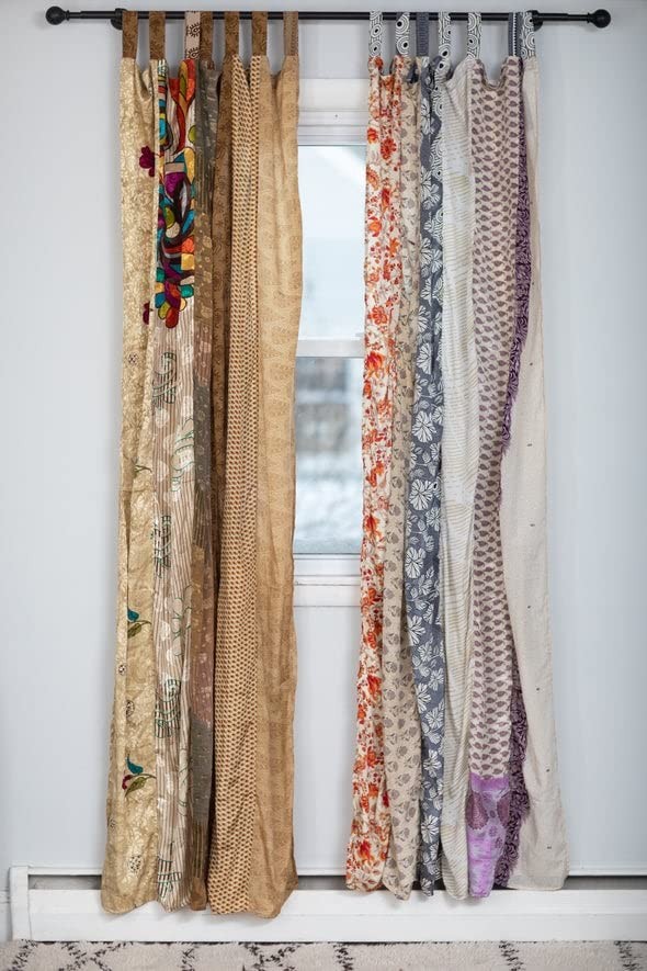 Rajbhoomi Assorted Sari Colorful Curtains Light-Filtering – Boho Curtains, Be…