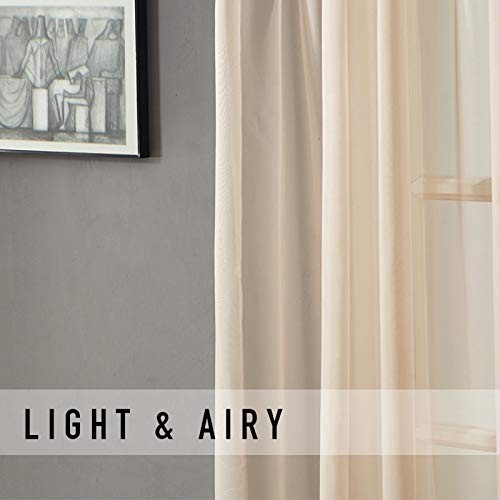 Sheer Curtains Extra Wide Beige Sheers Patio 37″W x 84″L (Pack of 1) *Beige