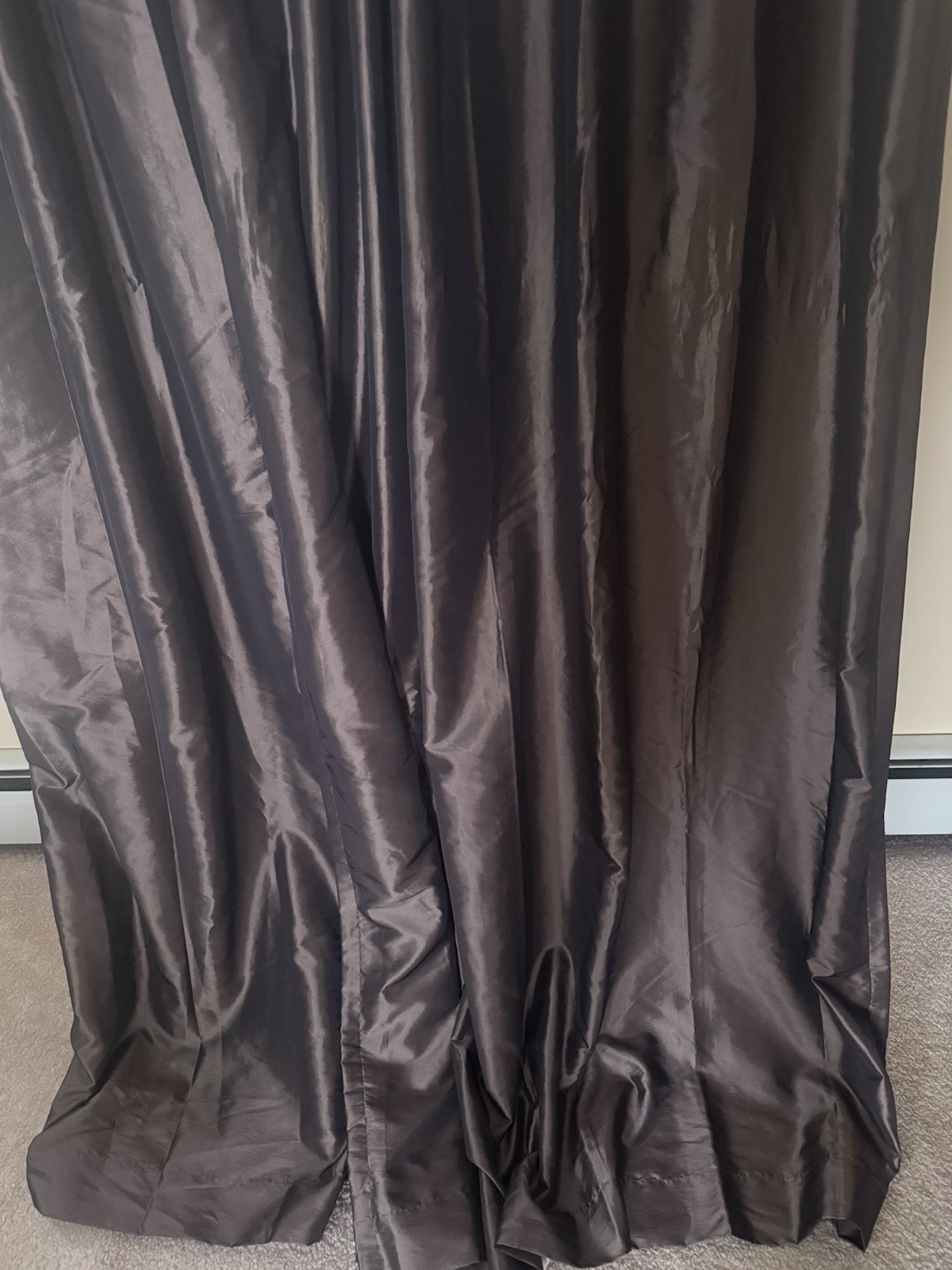 4 Peri Home Silk Style Dark Brown Lined Panels Drapes Curtains Interlined 94X54