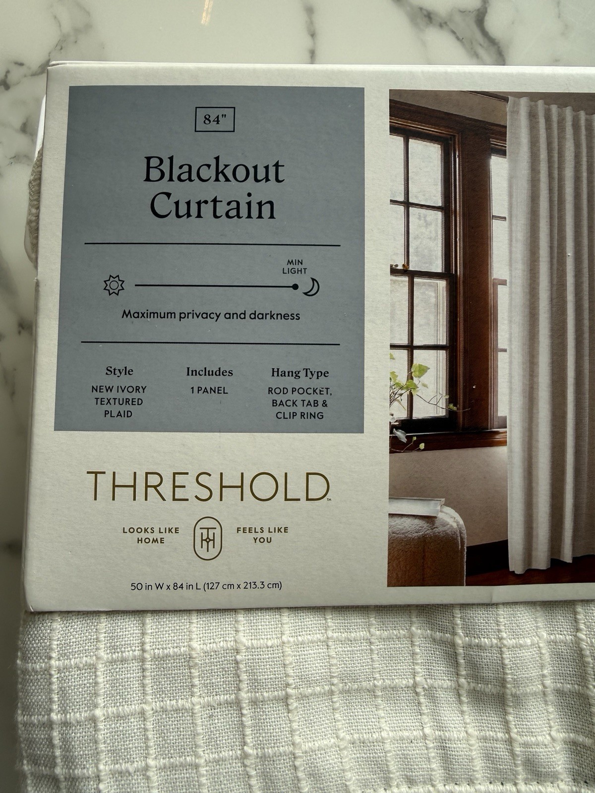 Threshold Blackout Curtain, Max Privacy And Darkness, 50 In X 84 In NWT Cream