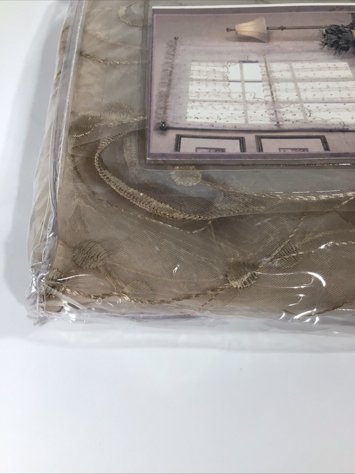 Gossamer Sheer Lace Linen Swags Light Tan 1 Pair 60” Wide 38” Long