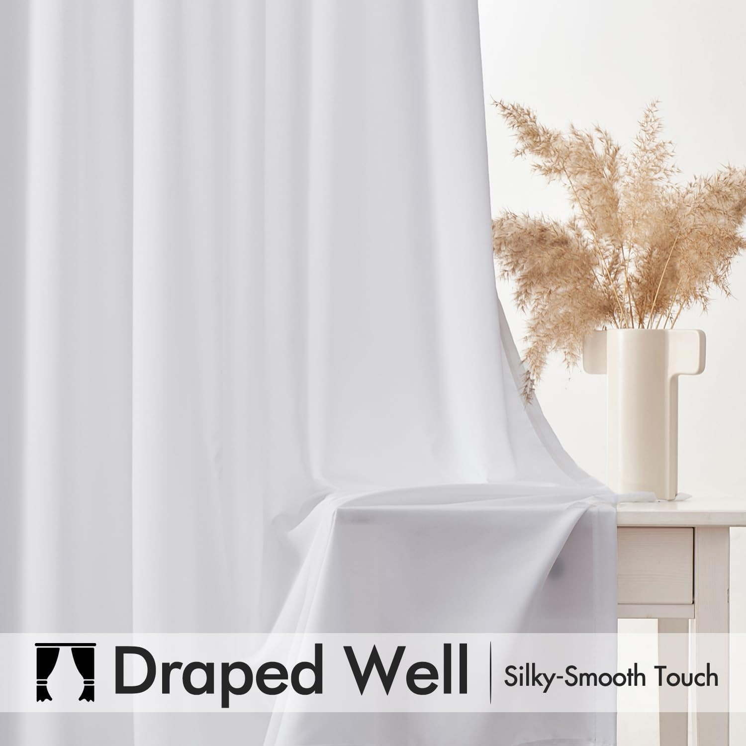 MIULEE White Privacy Sheer Curtains that Let Light in 96 Inches Long Non-See-Thr