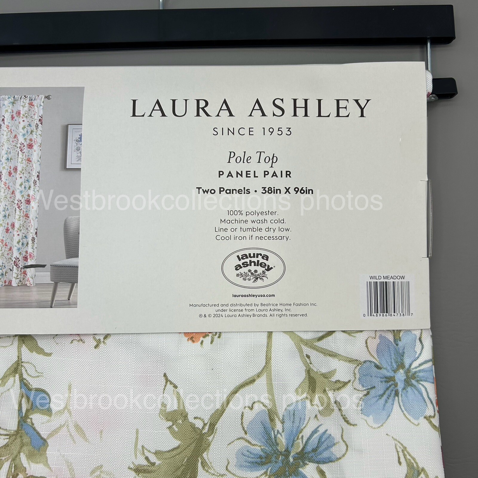 Laura Ashley WILD MEADOW SIENNA Window Curtain Set 2 Panels Floral Garden 38×96