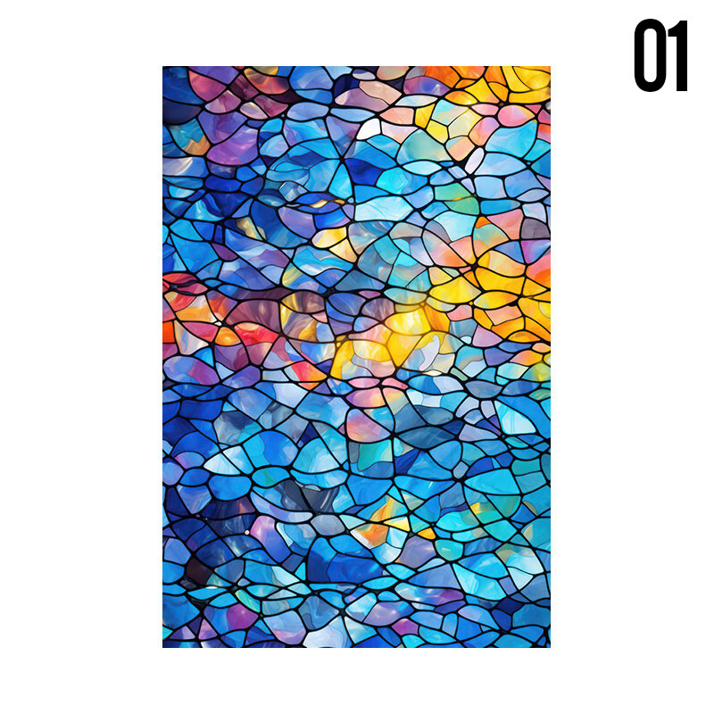 Retro Church Stained Glass Film Frosted Window Sticker Bathroom Office HomeDecor