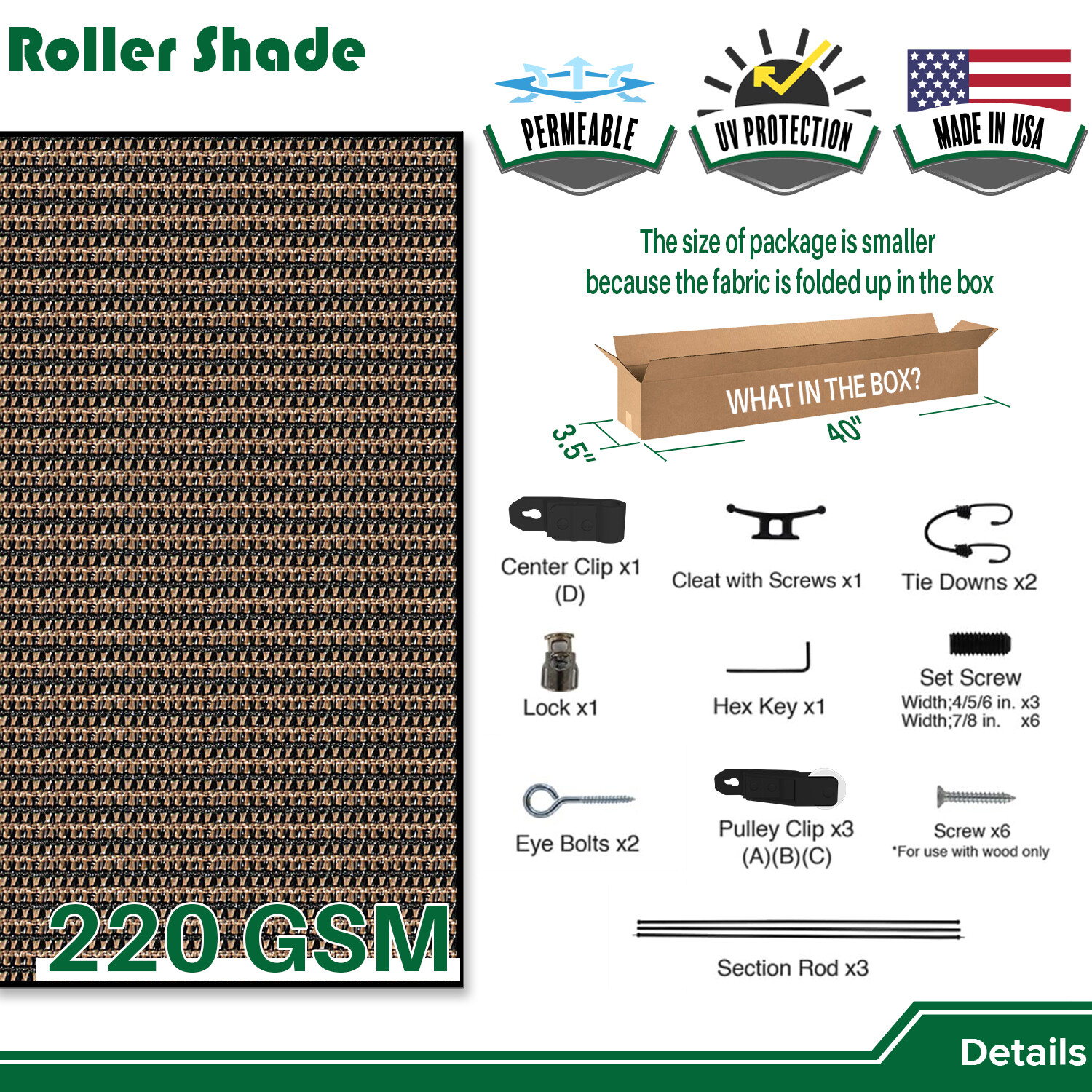 Outdoor Roll up Shade Roller Curtain For Patio Porch Pergola Balcony UV Block