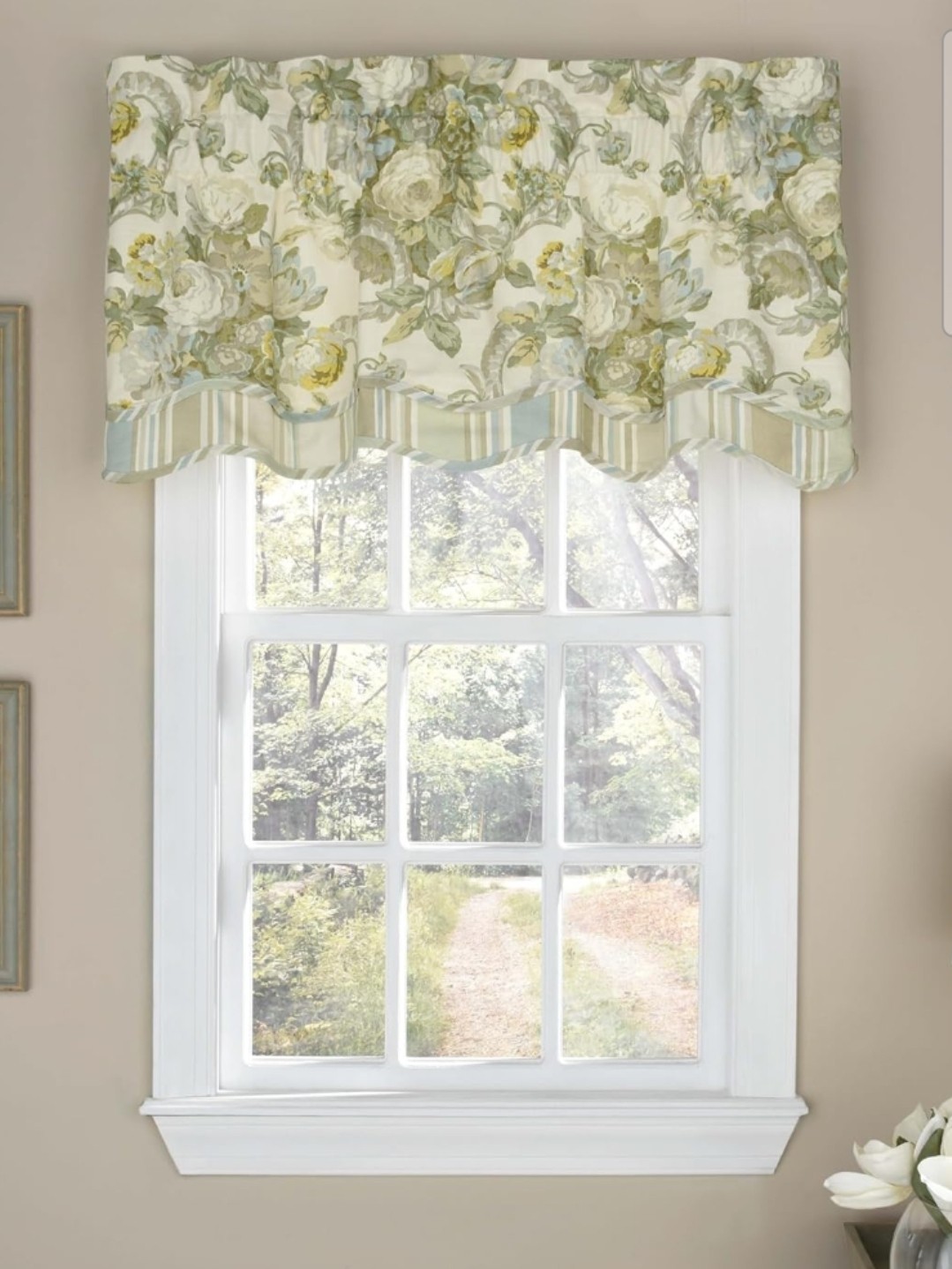 Waverly SPRING BLING Valance Cottagecore Farmhouse Floral 52×18 Blue Green Yello